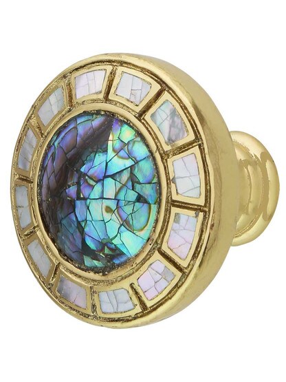 Fair Isle Round Cabinet Knob - 1 5/8 inch Diameter in Polished Brass.